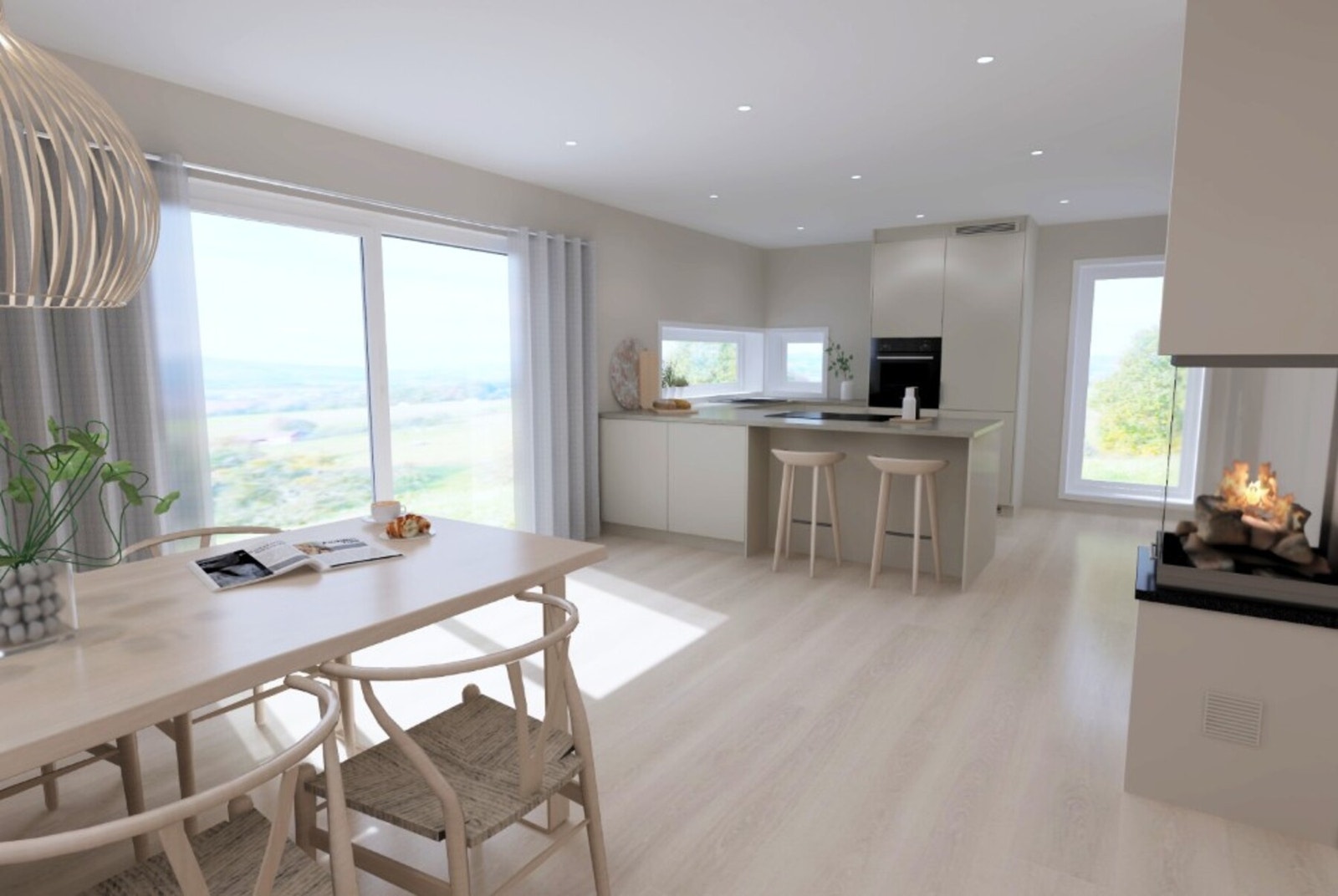 Lys og luftig stue/kjøkken. Kvalitetskjøkken fra Drømmekjøkkenet. Peisovn i huset. Galleribilde