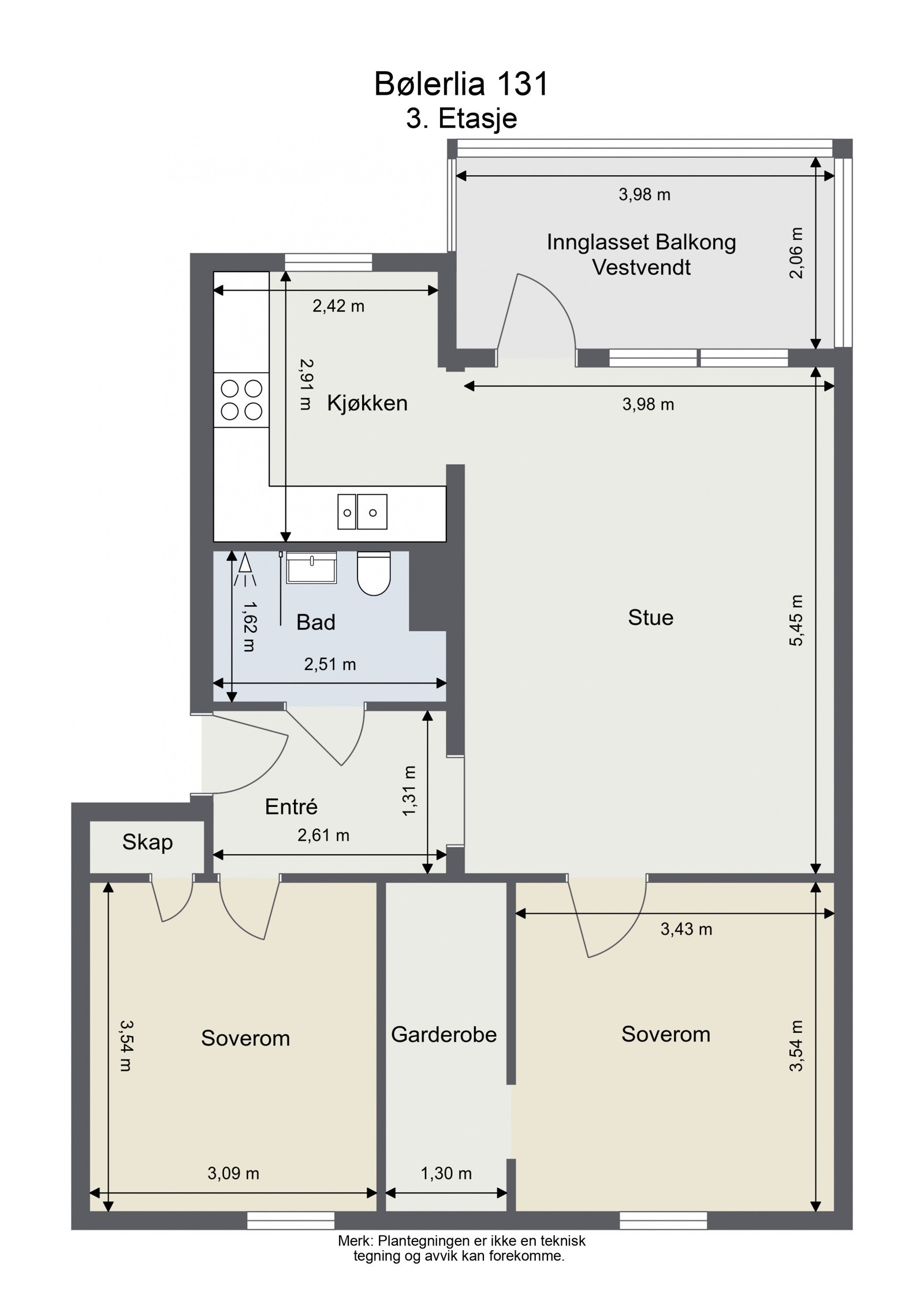 Plantegning med mål. Galleribilde