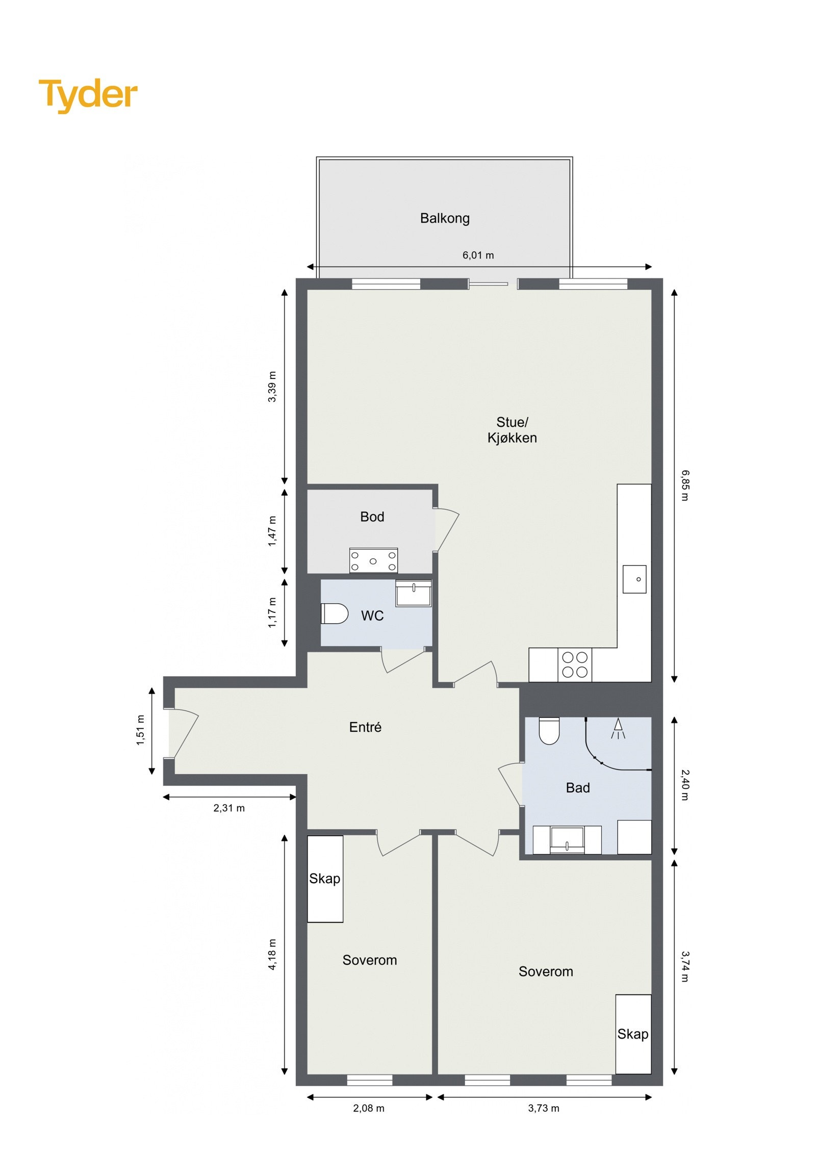 Plantegning 6. etasje Galleribilde