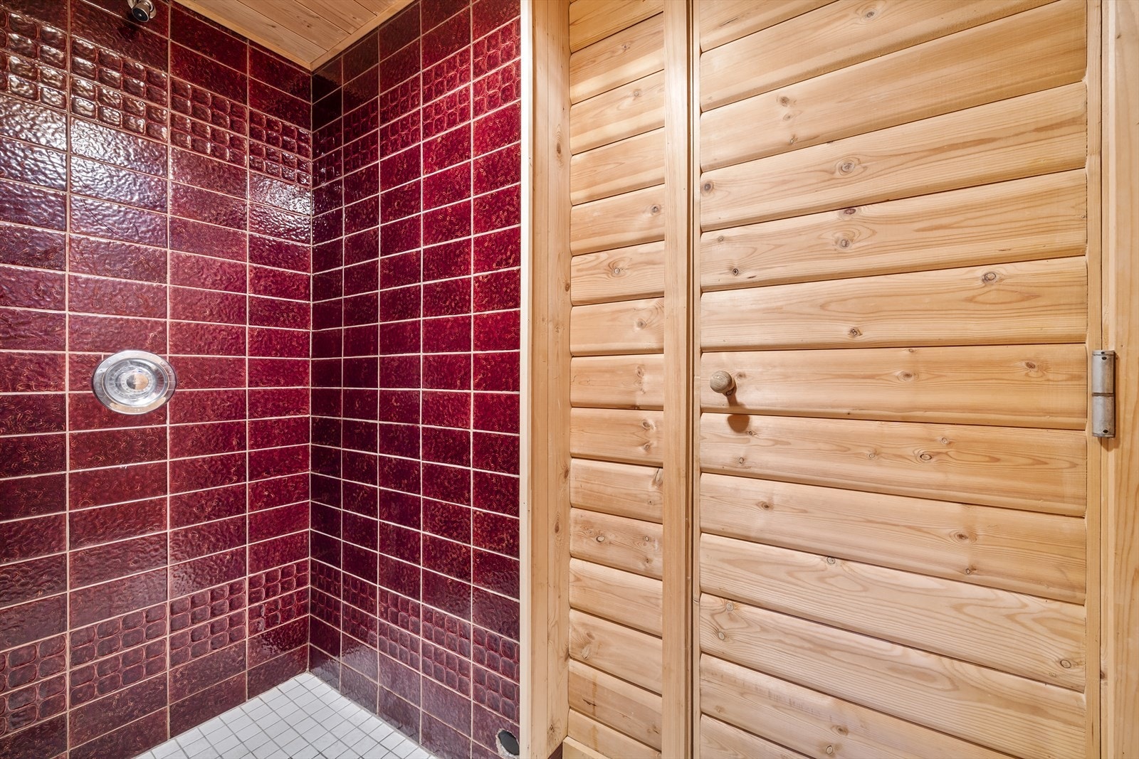 Ned en liten trapp fra bassenromådet er det dusjo og badstu. Galleribilde