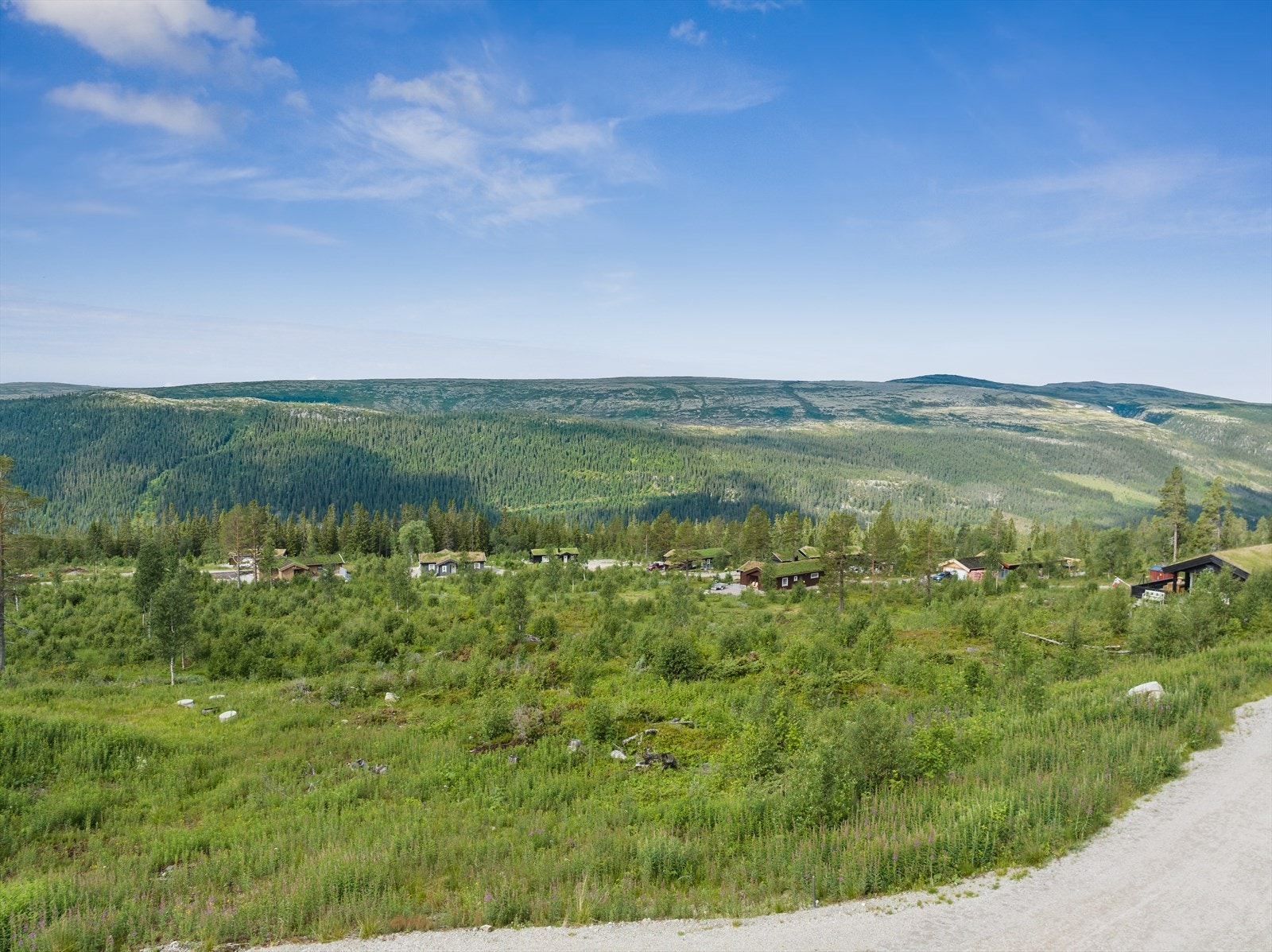 Fra tomten er det flott utsikt mot Kvitvorda og omkringliggende fjell Galleribilde