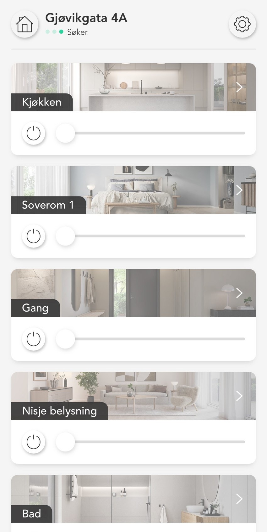 Du kan på en enkel måte styre belysningen fra de vanlige strømbryterne eller via Plejd-appen. Galleribilde