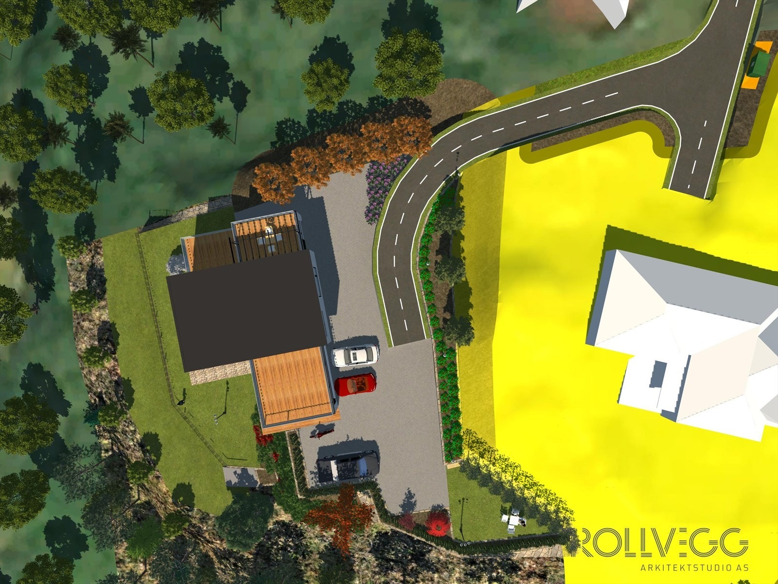 Tegninger som ble laget i forbindelse med fradeling av tomt for å illustrere hvordan det kan bli. Henviser til Gilje byggrådgivning. Galleribilde