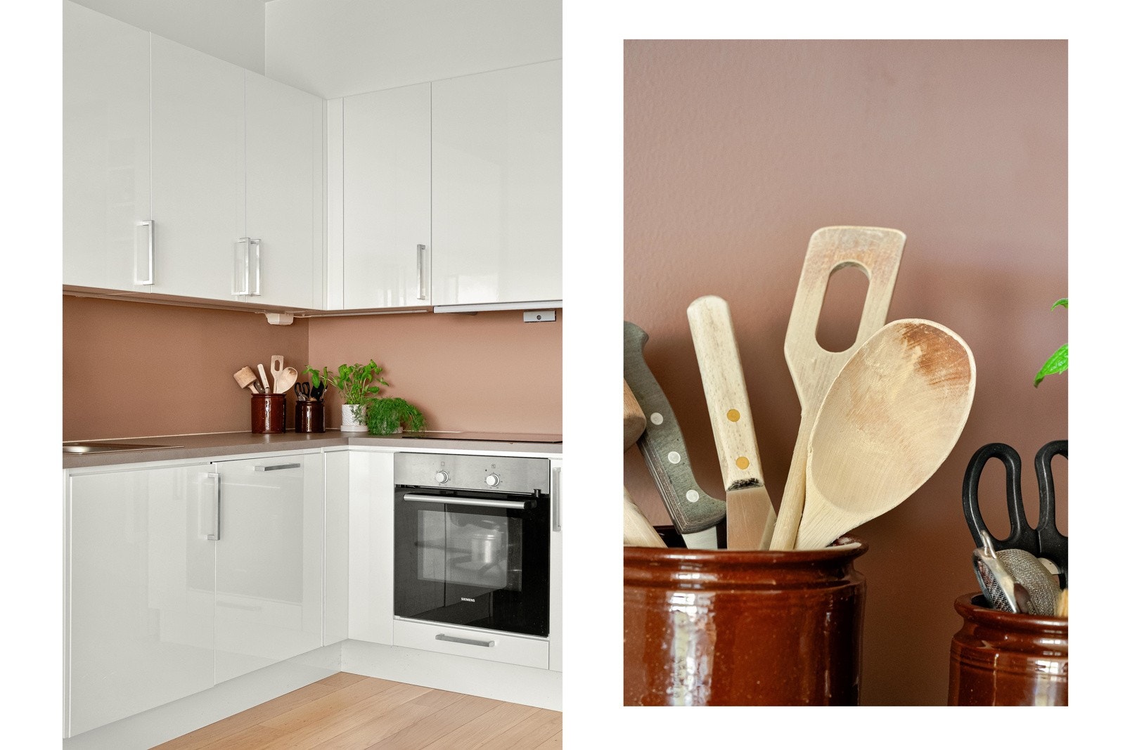 Kjøkkenet har en slitesterk benkeplate av laminat. Galleribilde