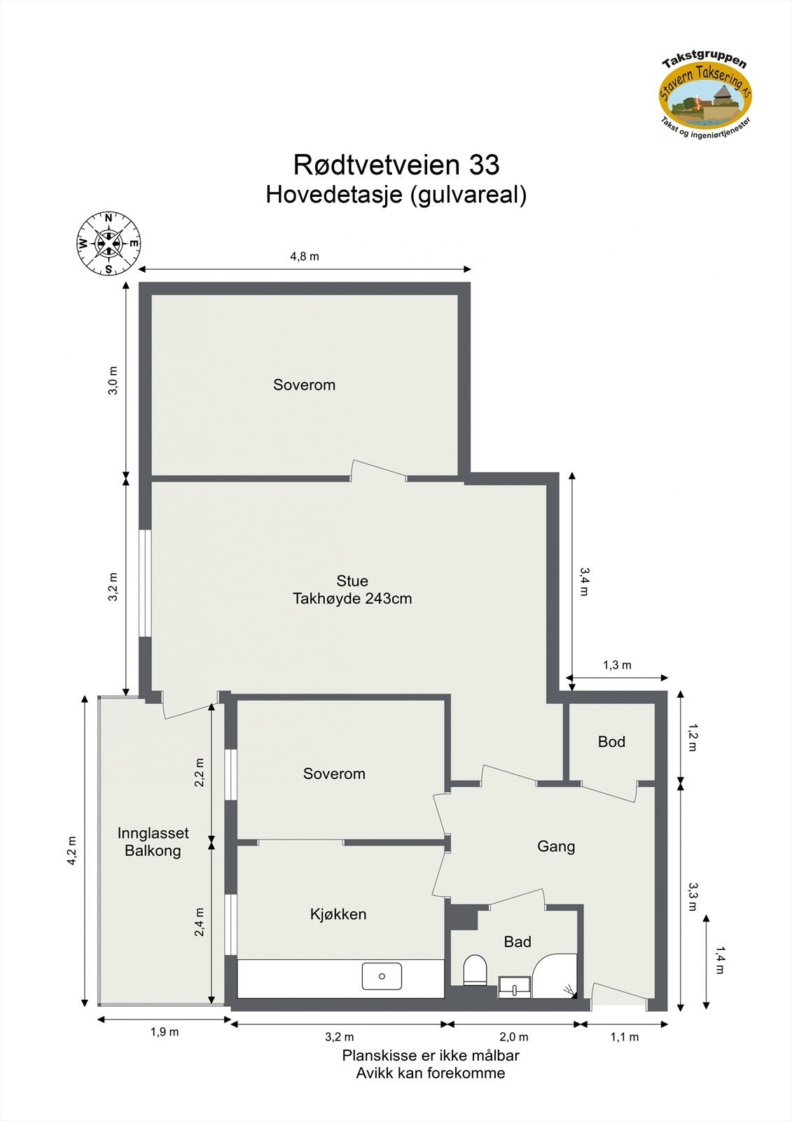 Innholdsrik leilighet med 2 soverom og stue med utgang til innglasset balkong Galleribilde