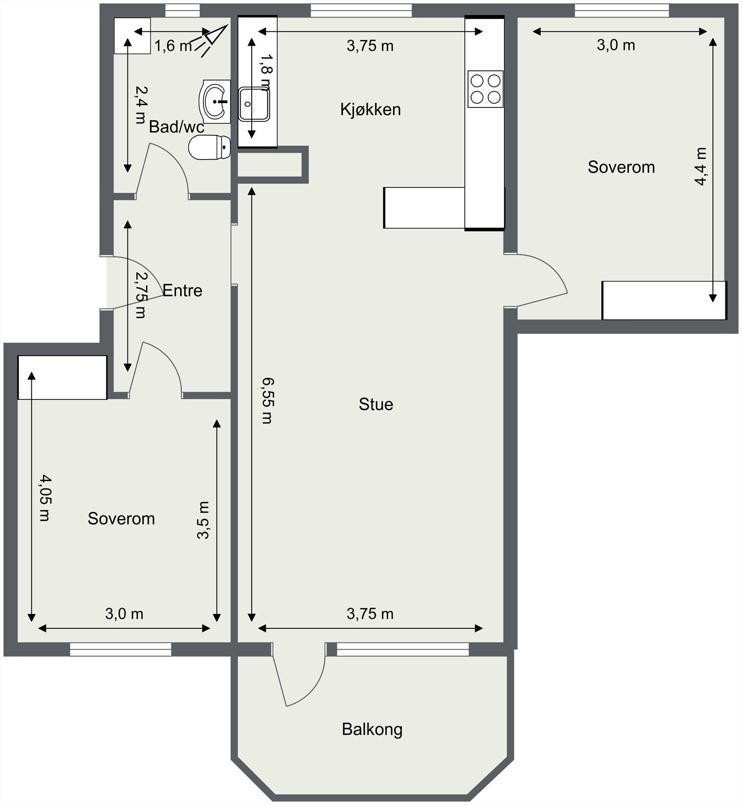 Romslig og praktisk planløsning. Galleribilde