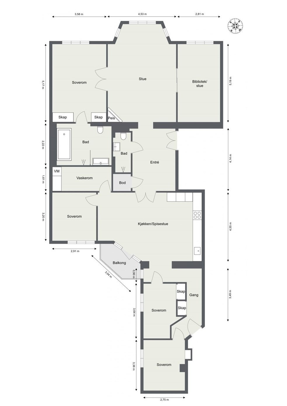 Plantegning - Odins gate 30E. Galleribilde