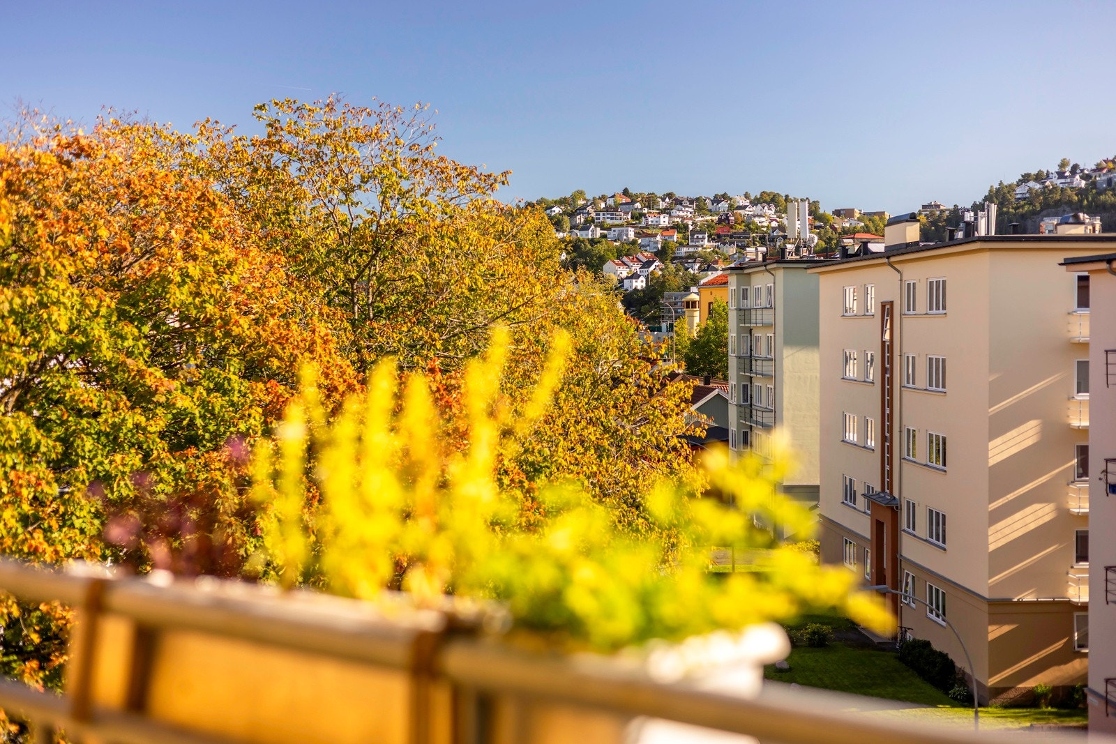 Ifølge selger har terrassen sol fra tidlig morgen til rundt kl. 17:30 i sommerhalvåret. Galleribilde