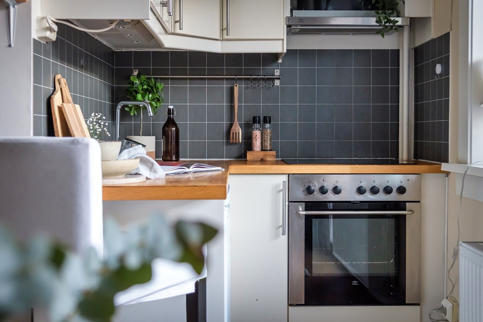 Oppgradert i 2013. Integrerte hvitevarer som kjøleskap, komfyr med platetopp og benkeoppvaskmaskin medfølger. Galleribilde