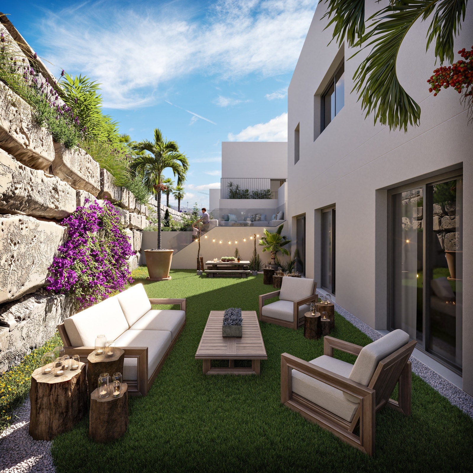 Fra underetasjen har man direkte utgang til bakhagen. Galleribilde