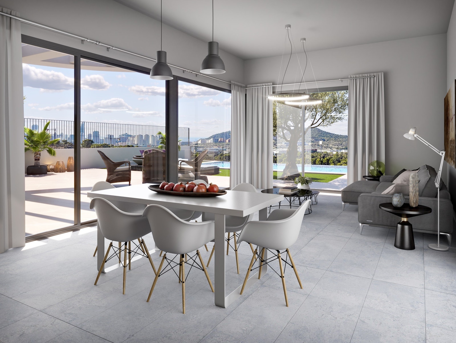 Automatiske utvendige persienner og lys styrt gjennom SMART-hus Galleribilde