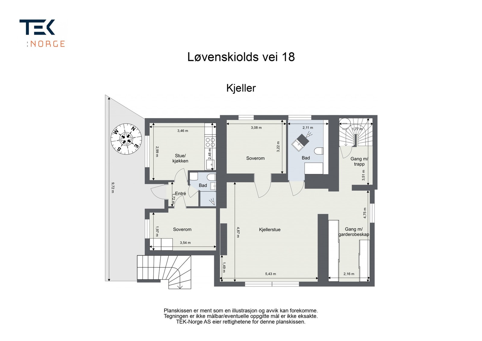 Plantegning Løvenskiolds vei 18, Kjeller. Galleribilde