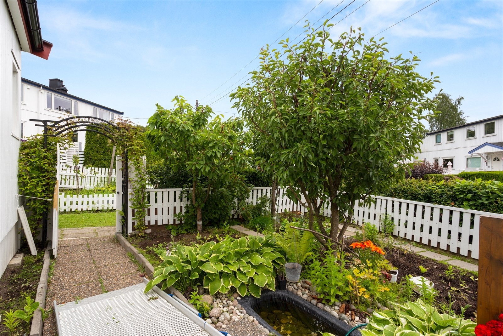 Flott grønnsakshage med busker og trær Galleribilde