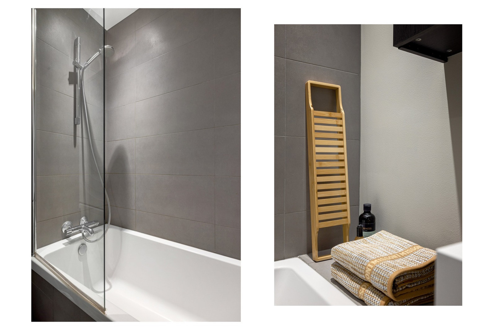 Badet har et innebygget badekar med dusjarmatur og hånddusj. Galleribilde