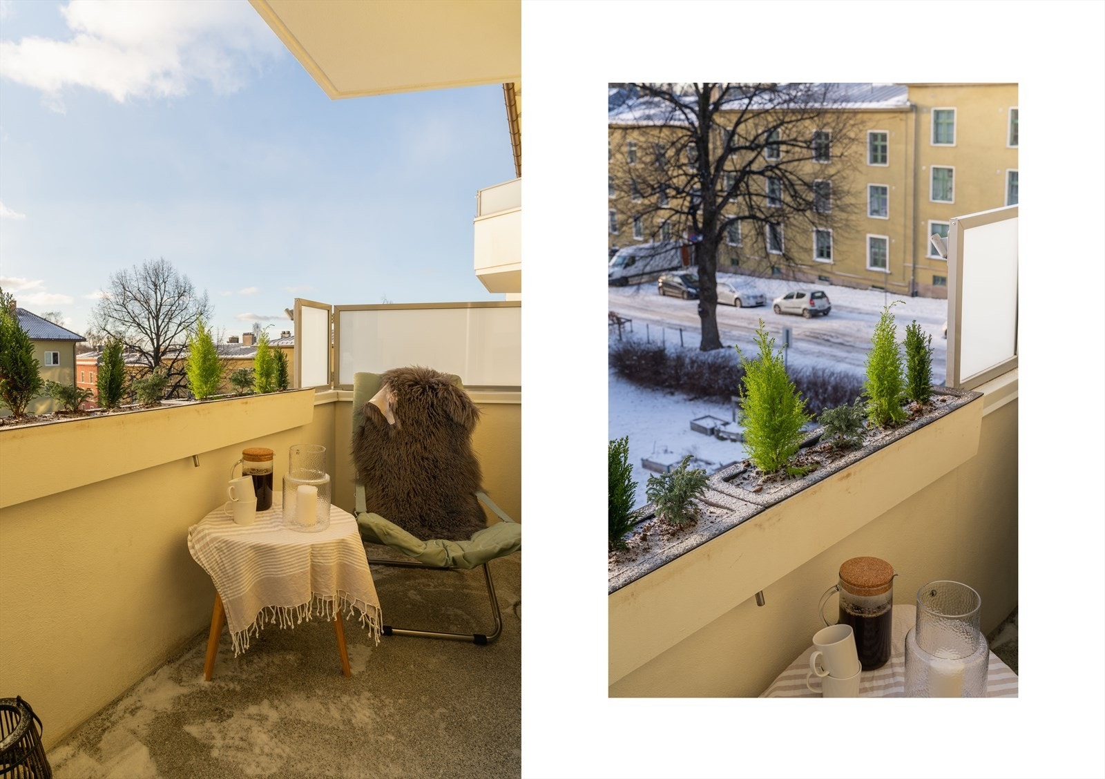 Romslig sørvendt balkong med gode solforhold. Galleribilde