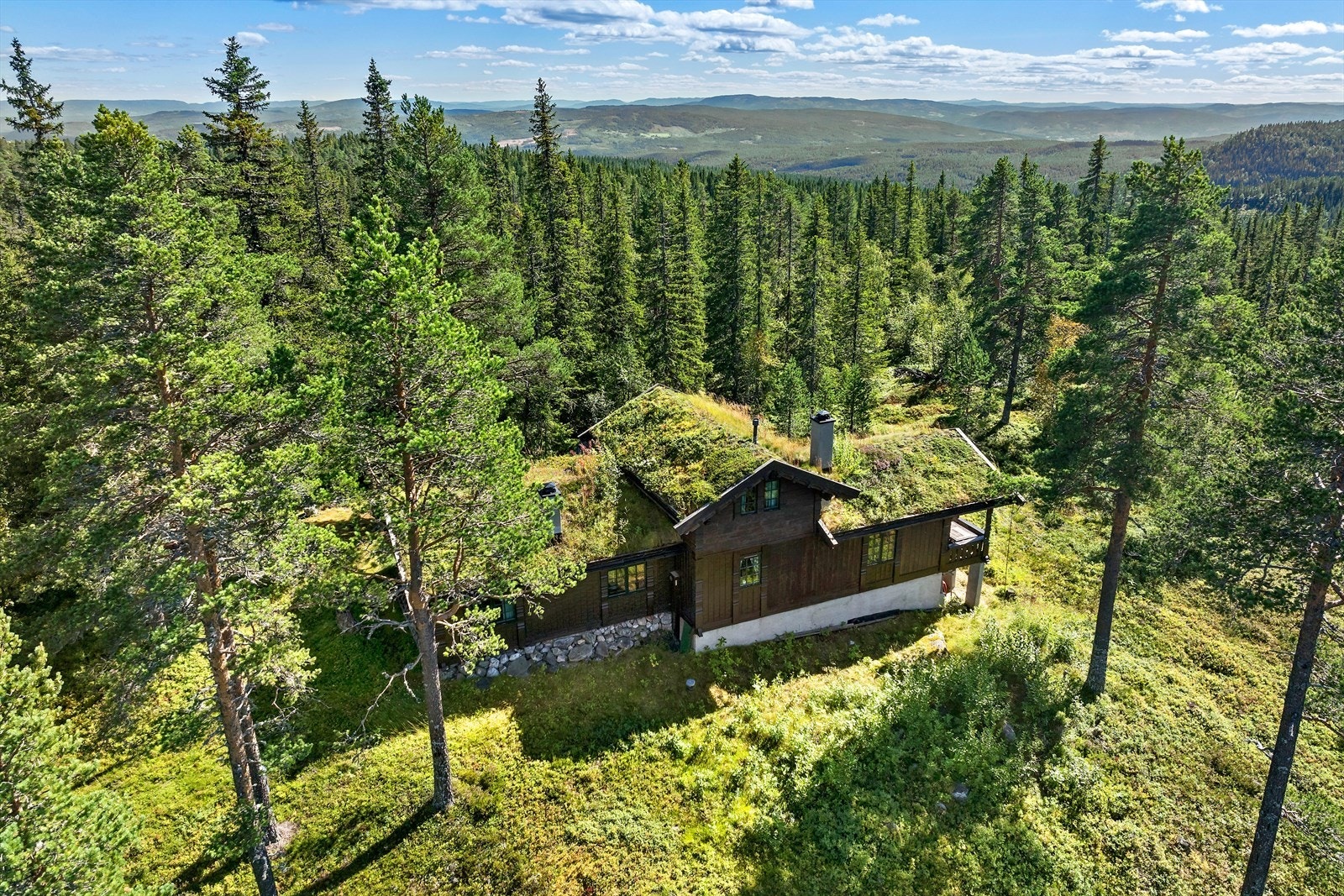 Hytta har en usjenert beliggenhet på Norefjell. Galleribilde