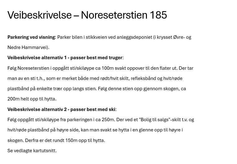 Veibeskrivelse til eiendommen. Galleribilde