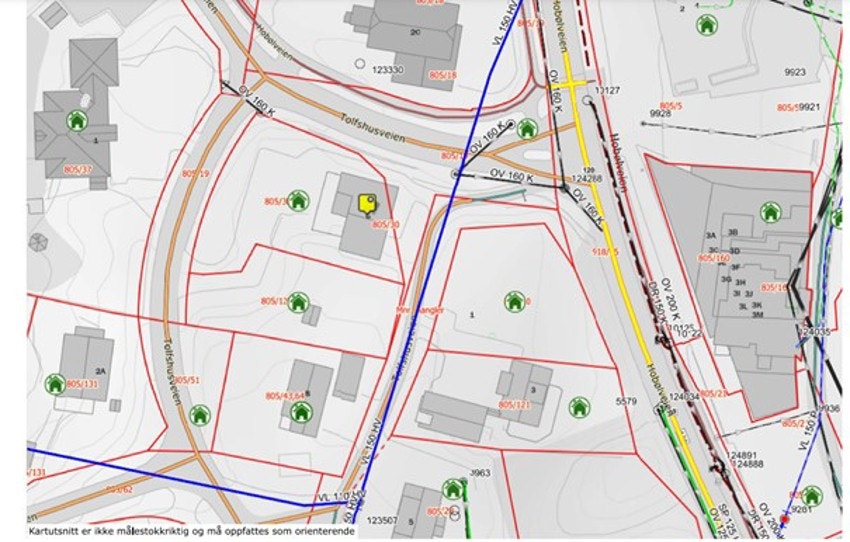 Ledningskart kan fåes som pdf. pr.epost ved henvendelse til megler Galleribilde