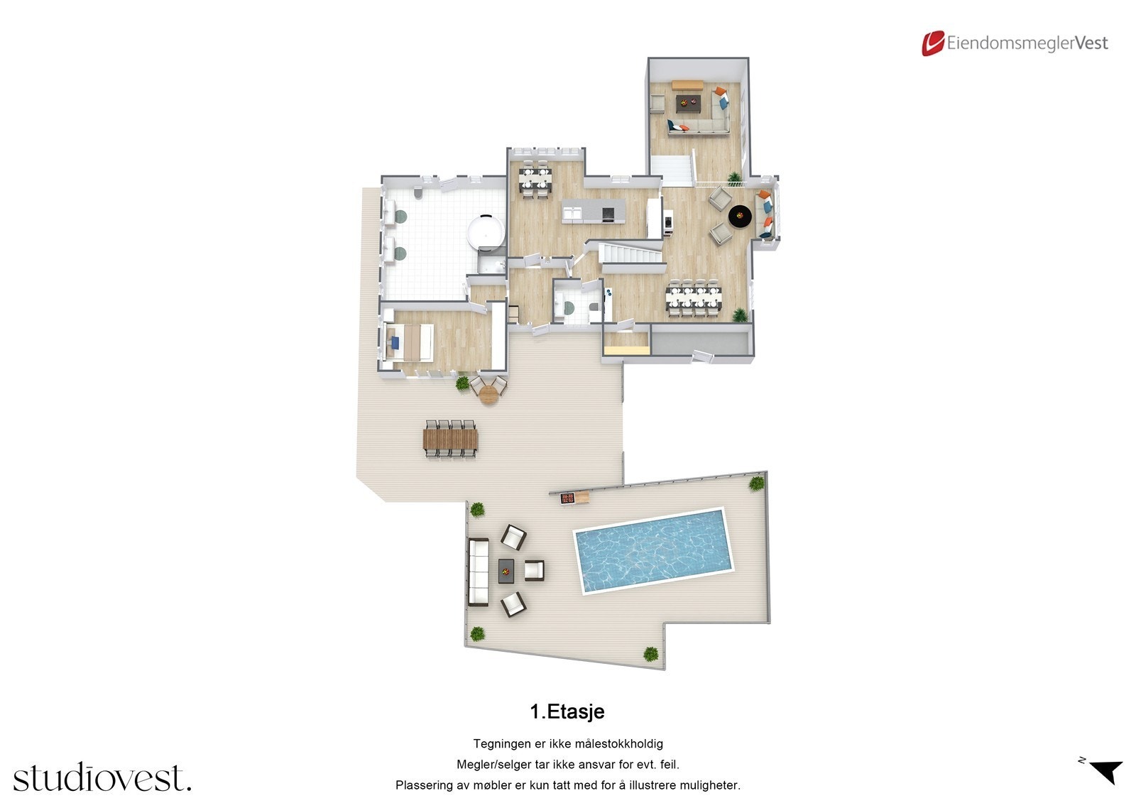 Plantegning 3D 1. etasje. Galleribilde