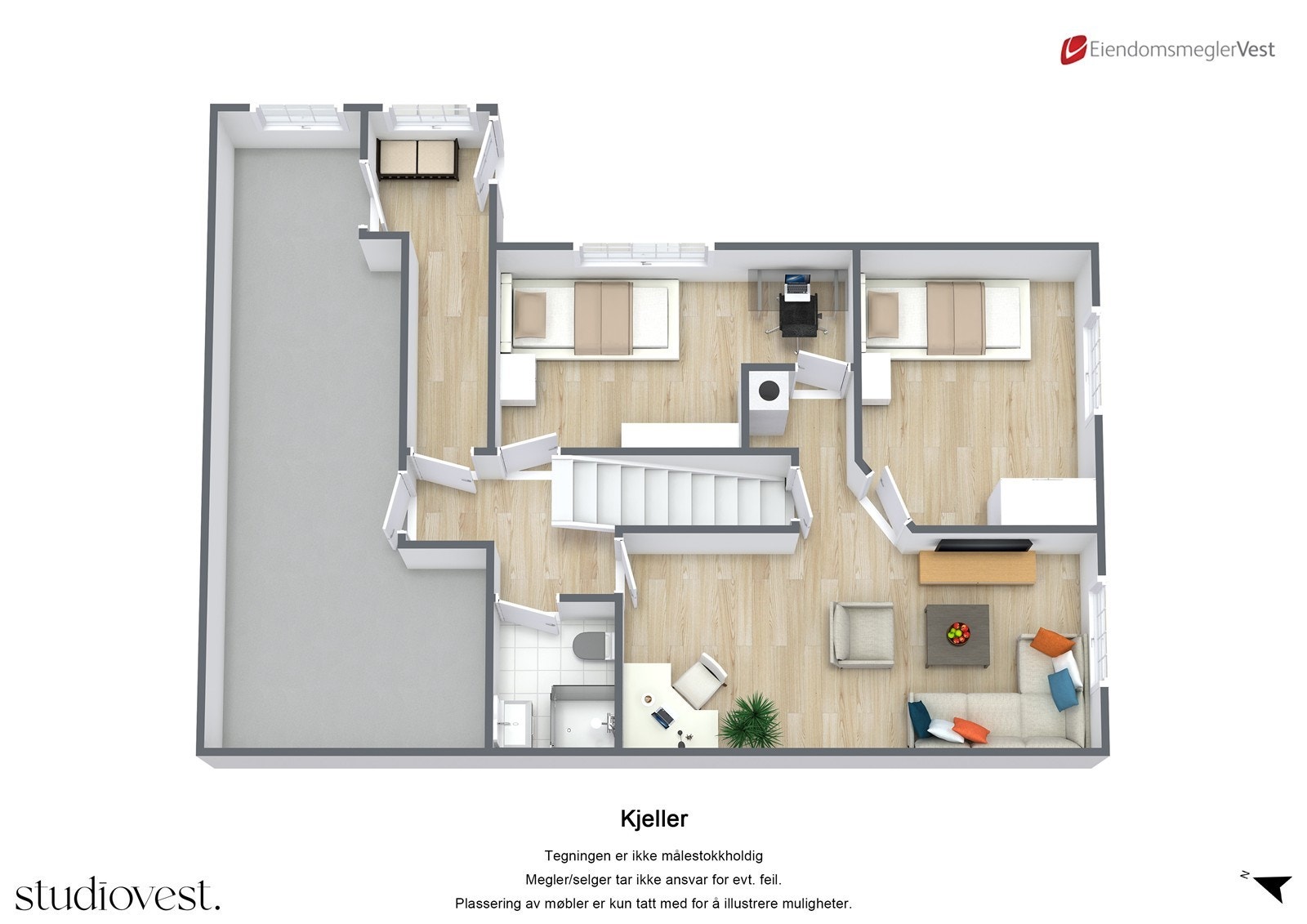 Plantegning 3D underetasje. Galleribilde