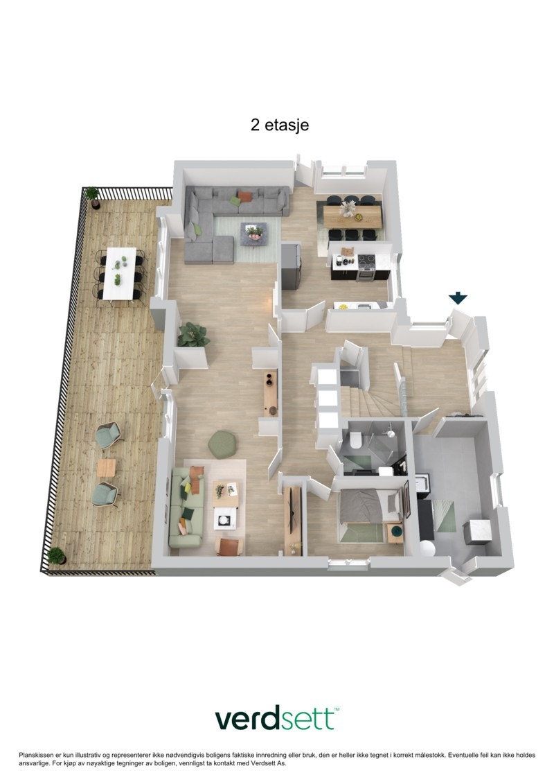 3D - Plantegning 1.etg. Galleribilde