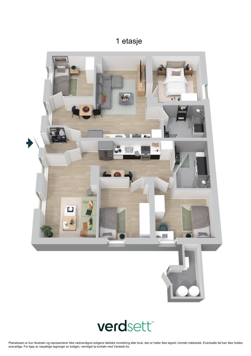 3D - Plantegning 1.etasje. Galleribilde