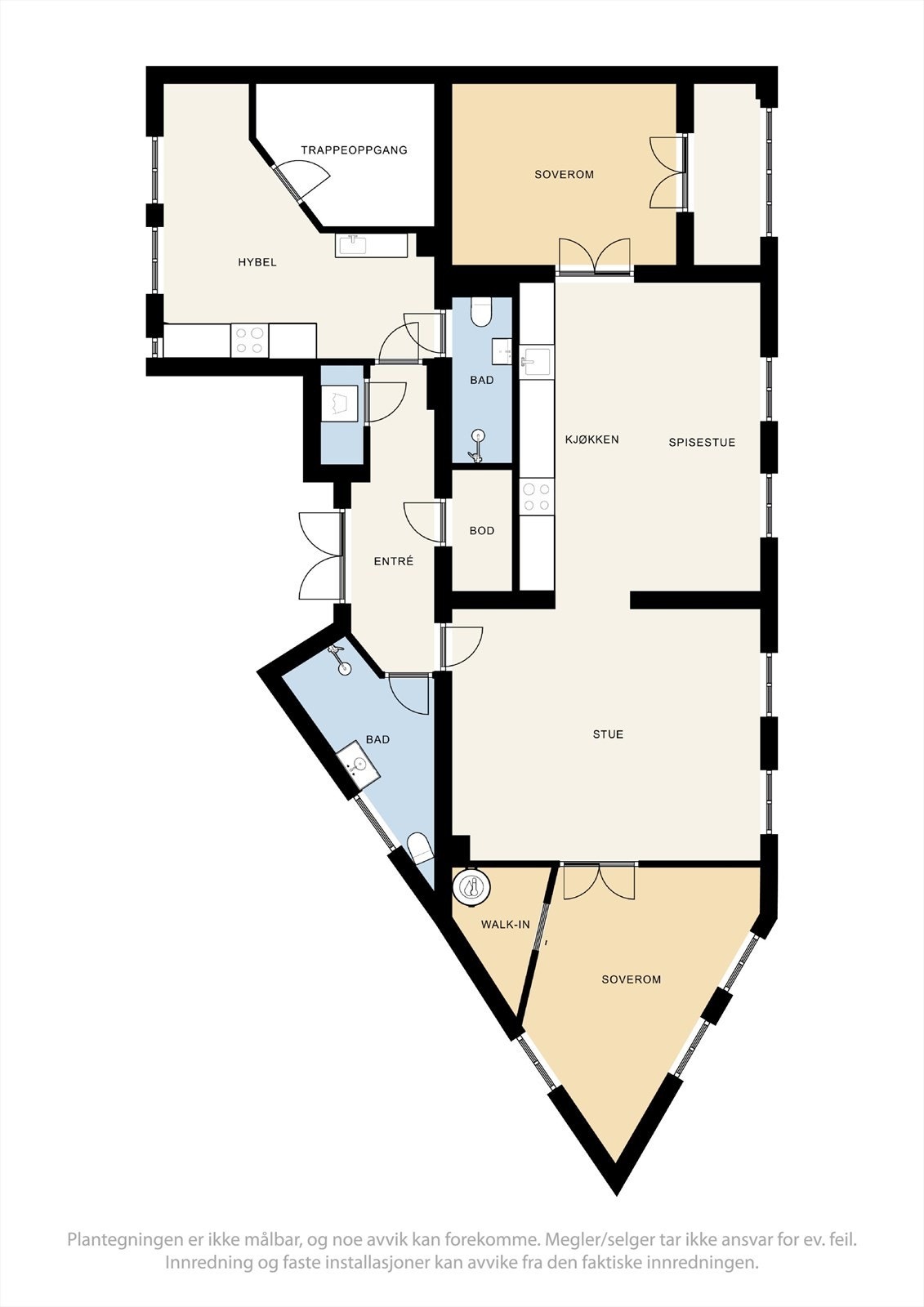 Alternativ plantegning. Det er muligheter for å gjøre leiligheten om til 4-roms med hybeldel. Galleribilde