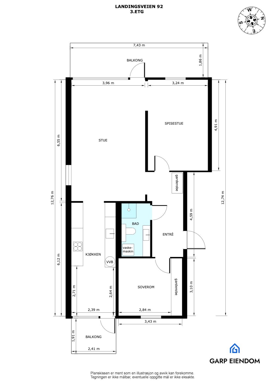 Plantegning 3. etasje Galleribilde