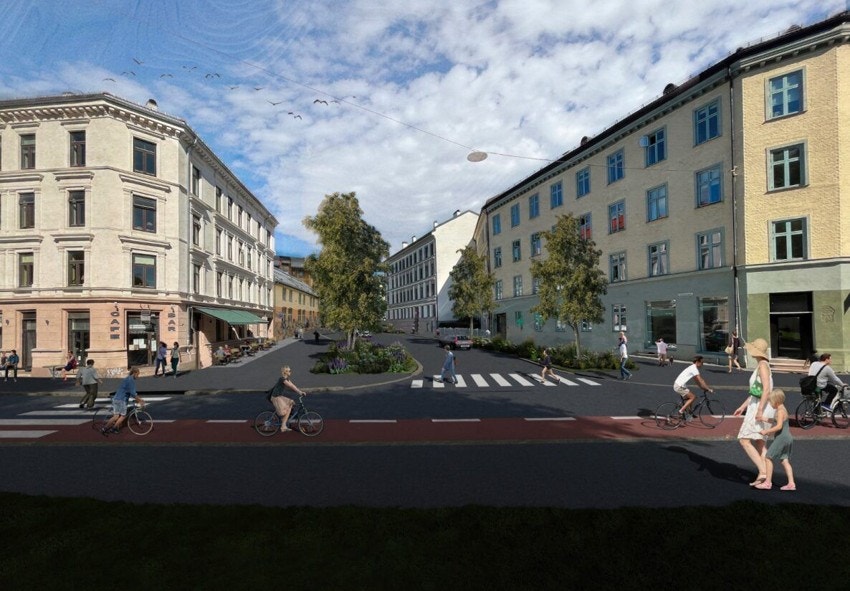 - Illustrasjon av hvordan Københavngata vil bli seende ut etter oppgraderingen.Bilde: Multiconsult - Galleribilde