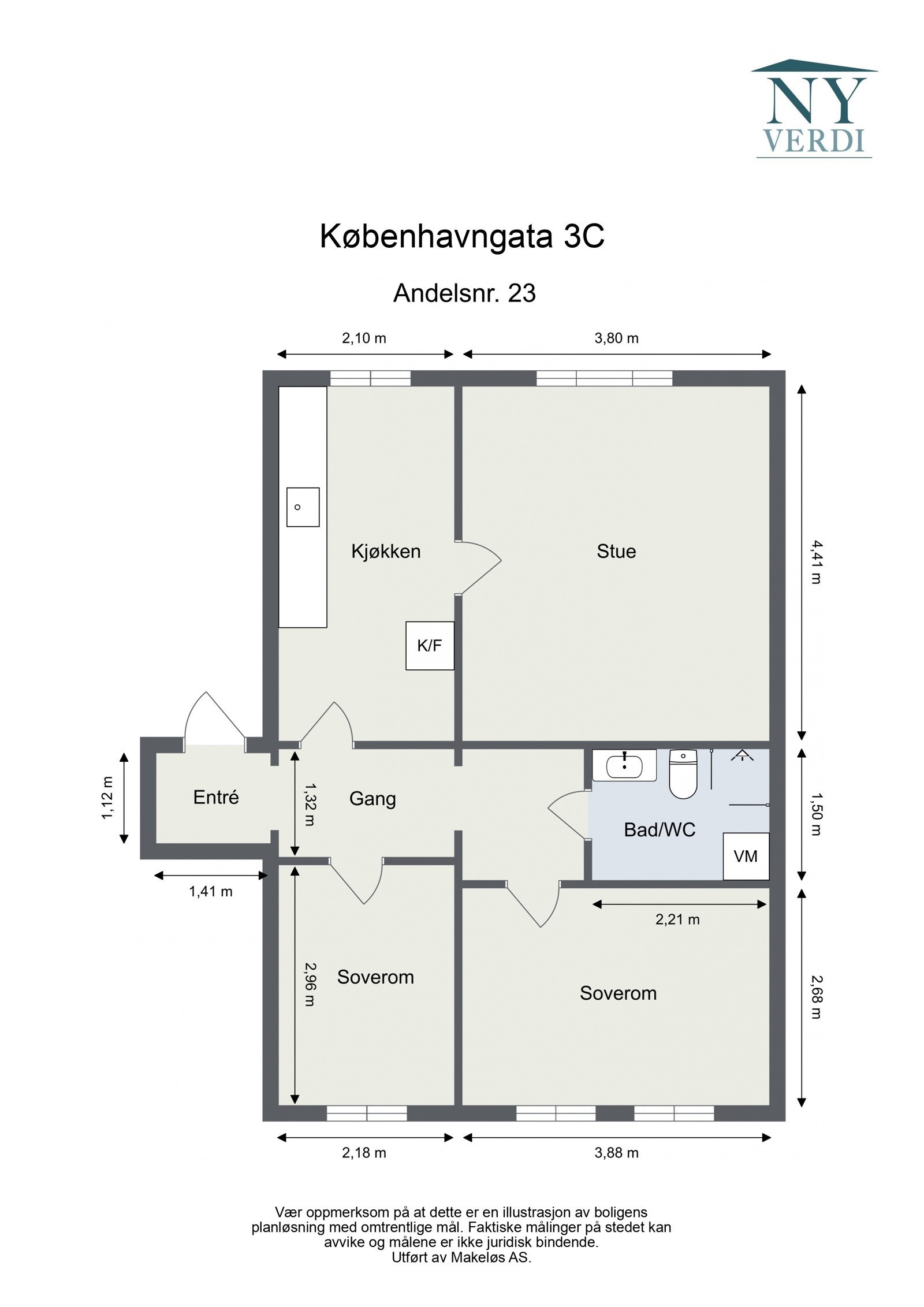 Københavngata 3C - Leil. 405, andel 23 - Floor Plan Galleribilde