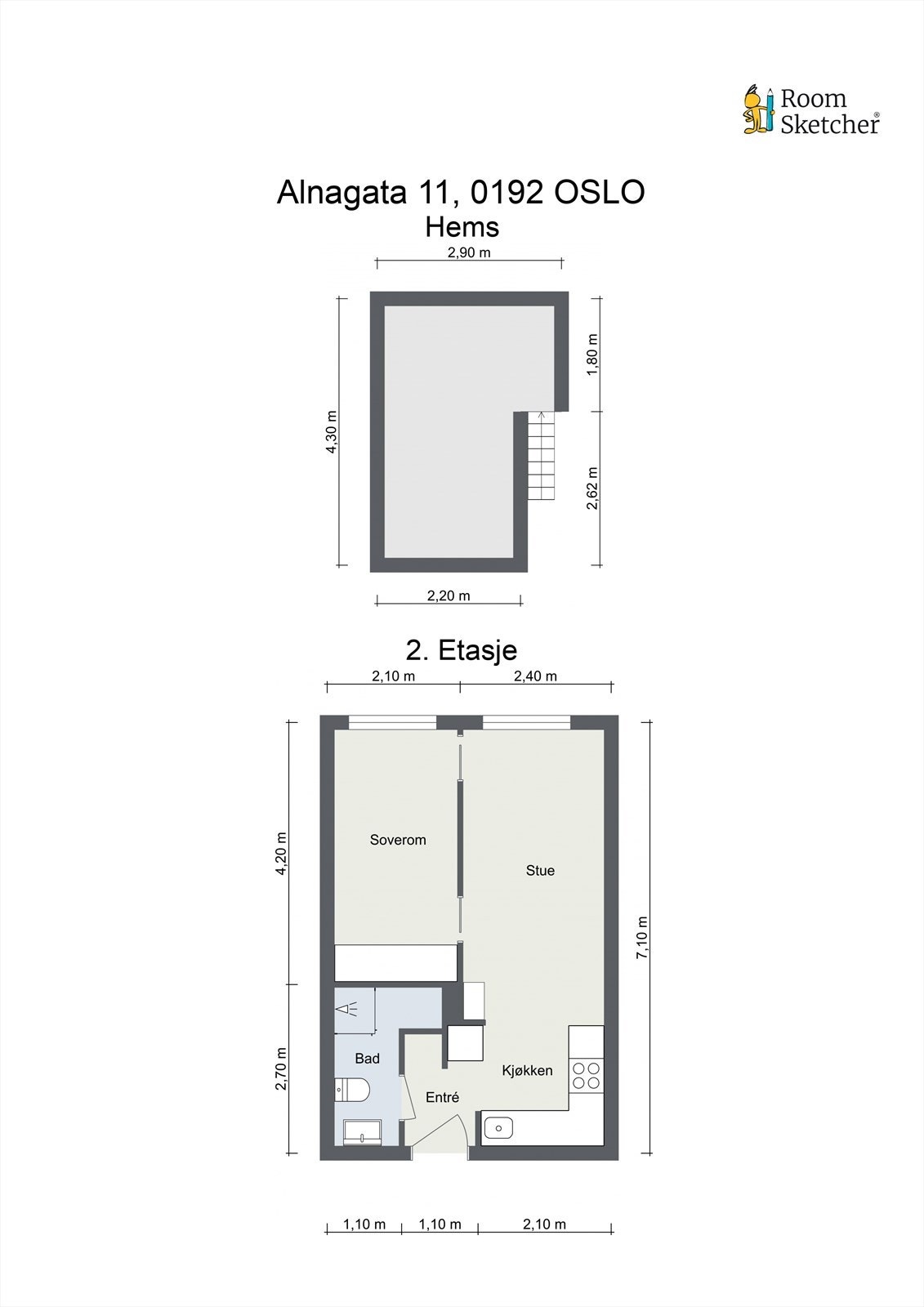 - Planskisse - I tillegg disponerer leiligheten en bod i kjelleren på 5 m² - Galleribilde