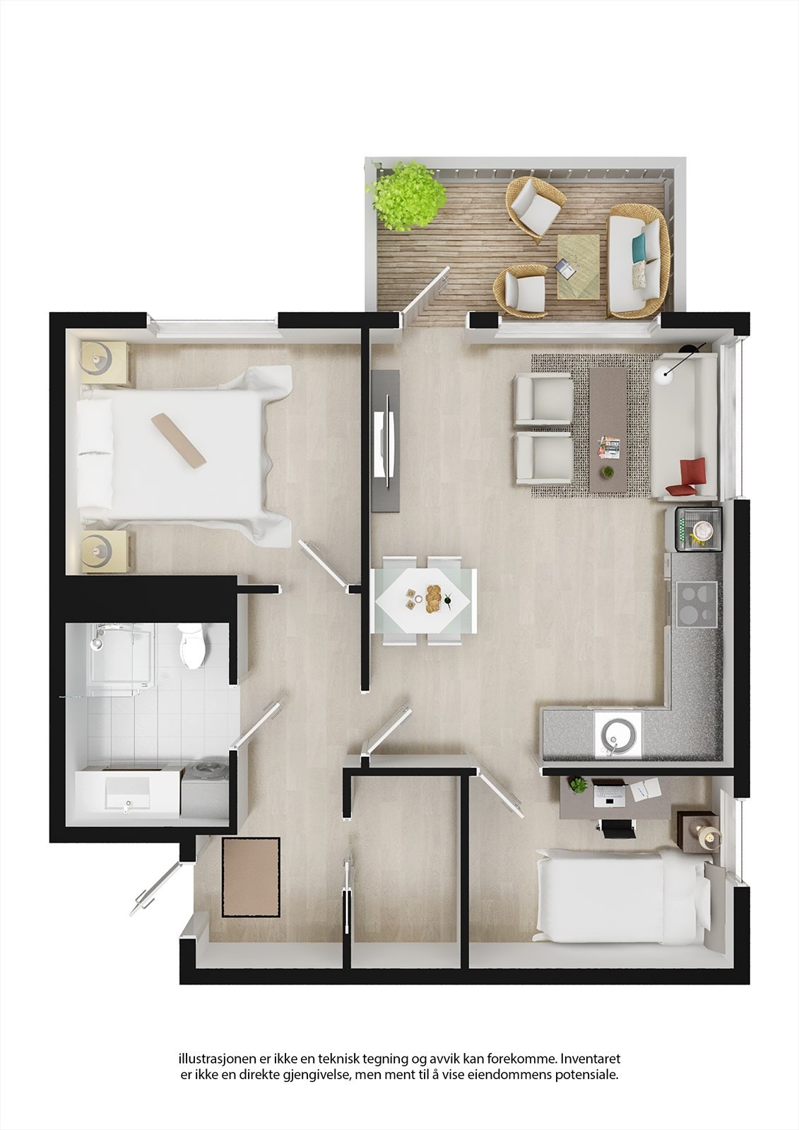 Møblert planskisse - Lørenveien 64 A - 3. etasje Galleribilde