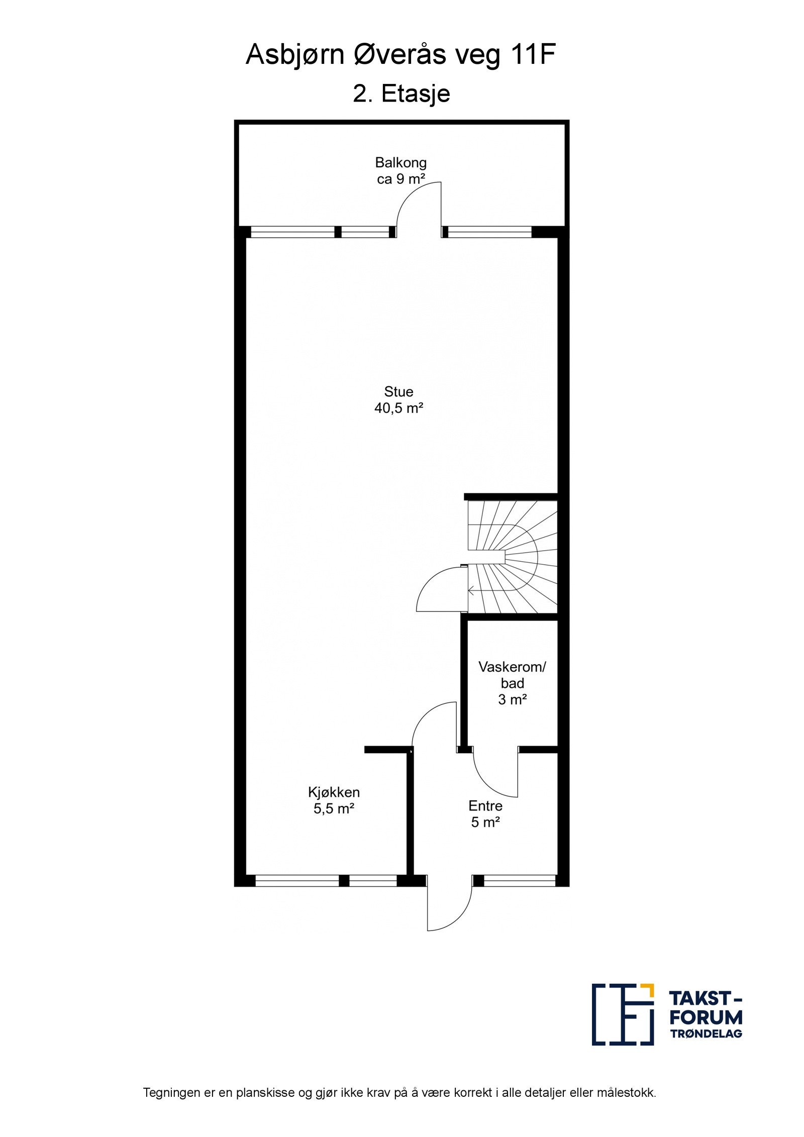 Planskisse 2. etasje fra takstmann Galleribilde