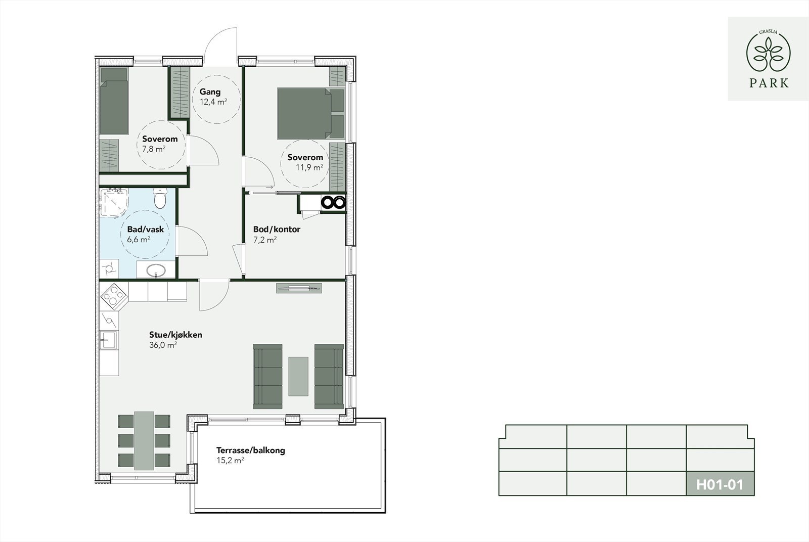 Gjennomgående leilighet på ca. 102 m² Galleribilde