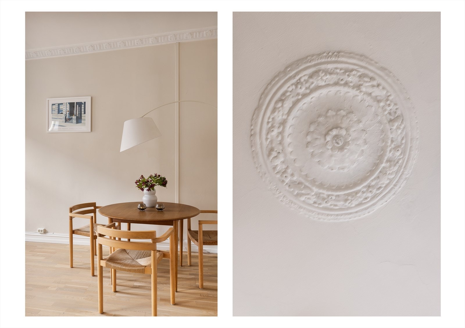 En nydelig 2-roms med klassiske detaljer som rosett, stukkatur og generøs takhøyde Galleribilde