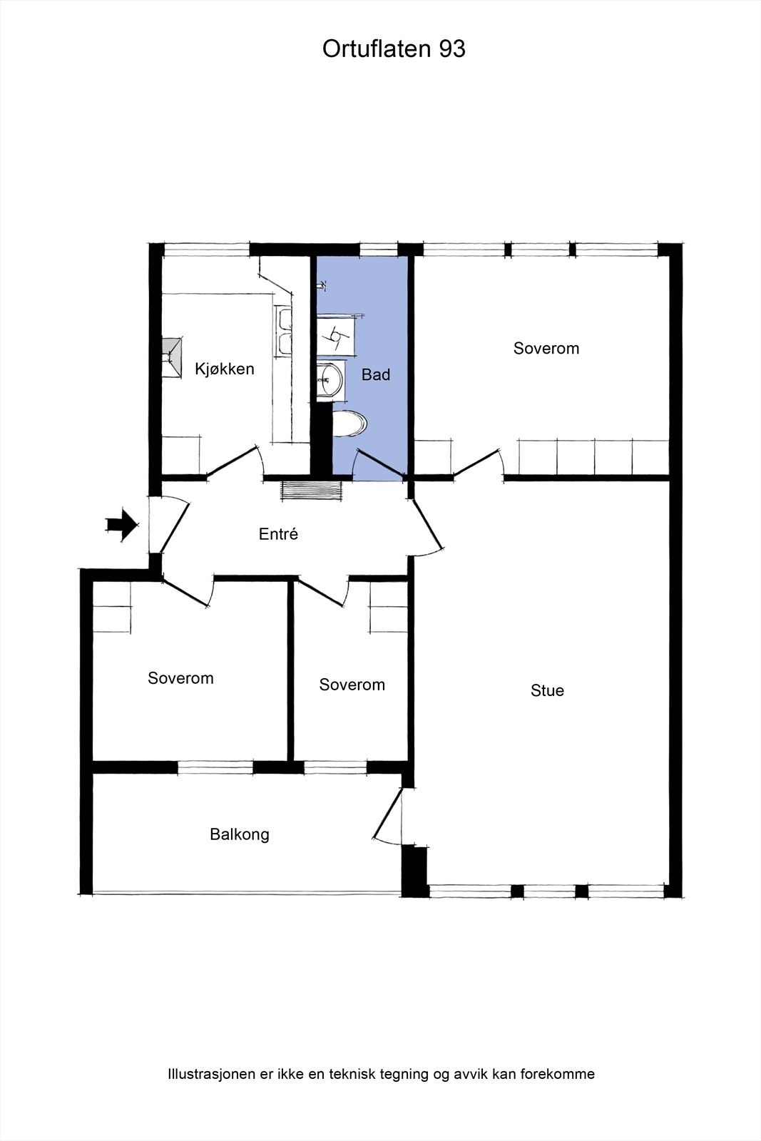 Planskisse av leiligheten Galleribilde