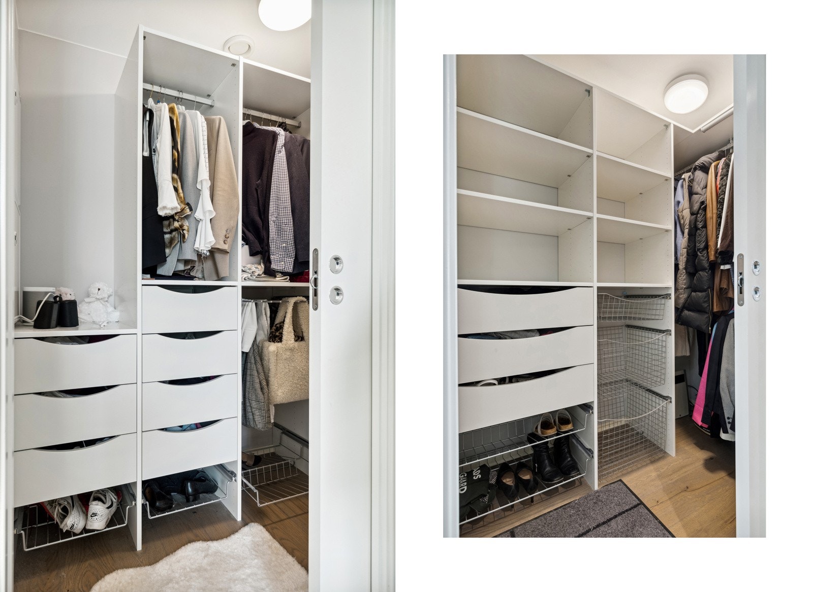 Tilliggende hovedsoverommet er en elegant og praktisk garderobe på 2,5 kvm. Galleribilde