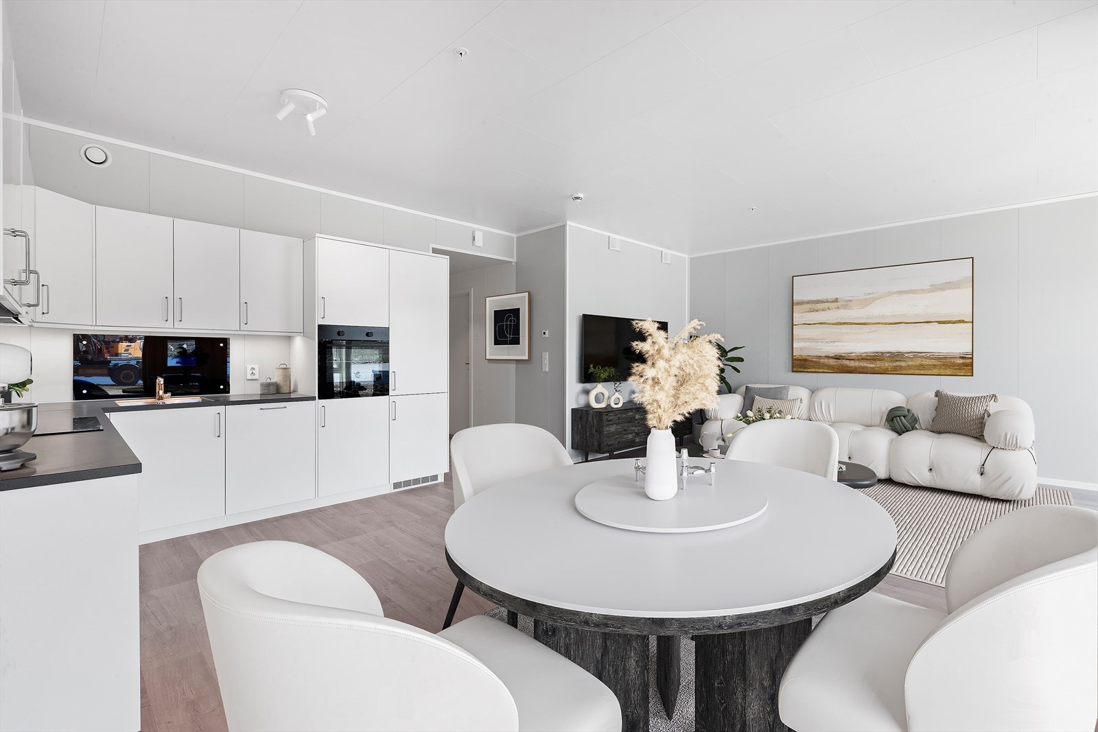 Se kjøkken med møblering (digital styling) Galleribilde