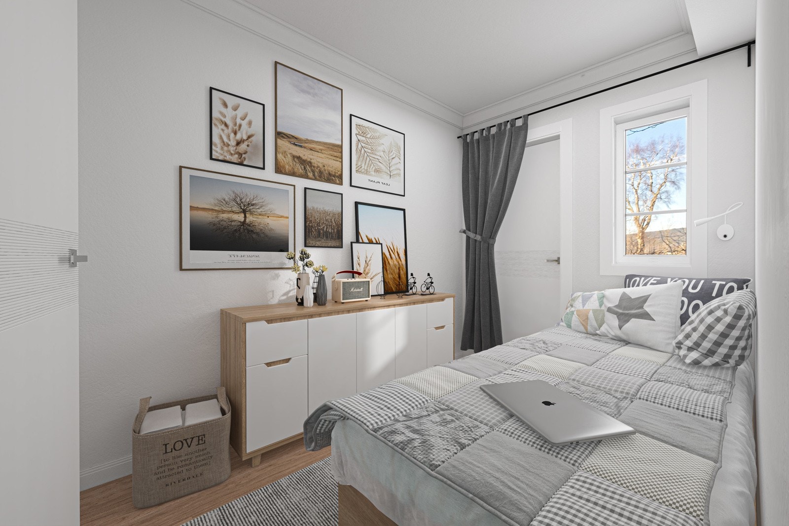 DIGITALT ILLUSTRERT: Farger og standard avviker noe fra virkeligheten. OBS: På orginale byggetegninger er dette rommet registrert som bod. Galleribilde