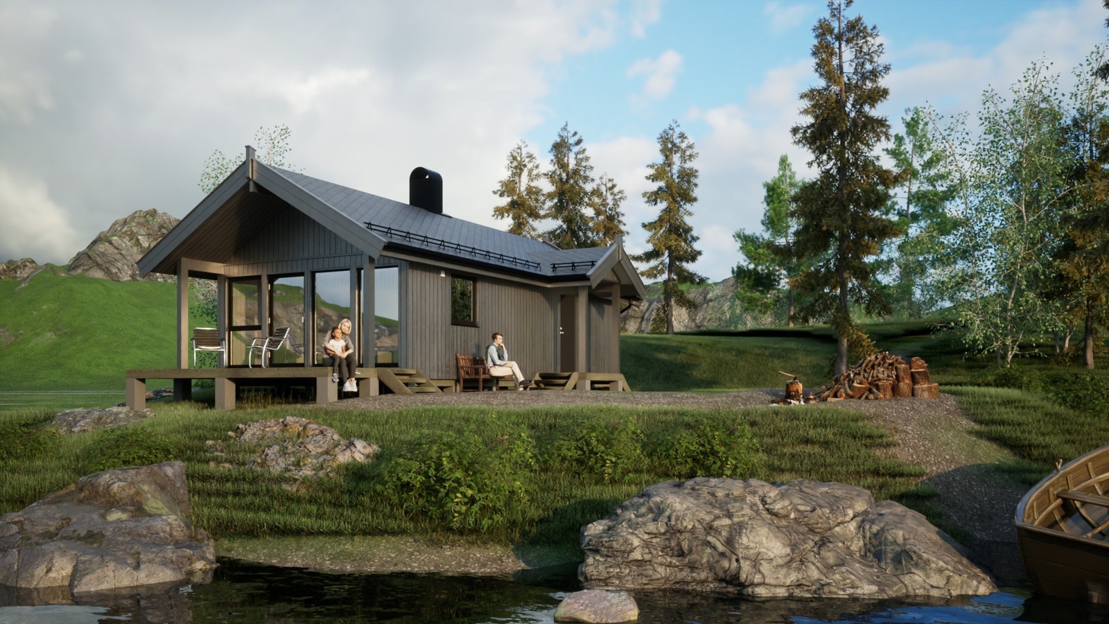 Steg 51-1. Her med overbygd inngang og terrasse. Galleribilde