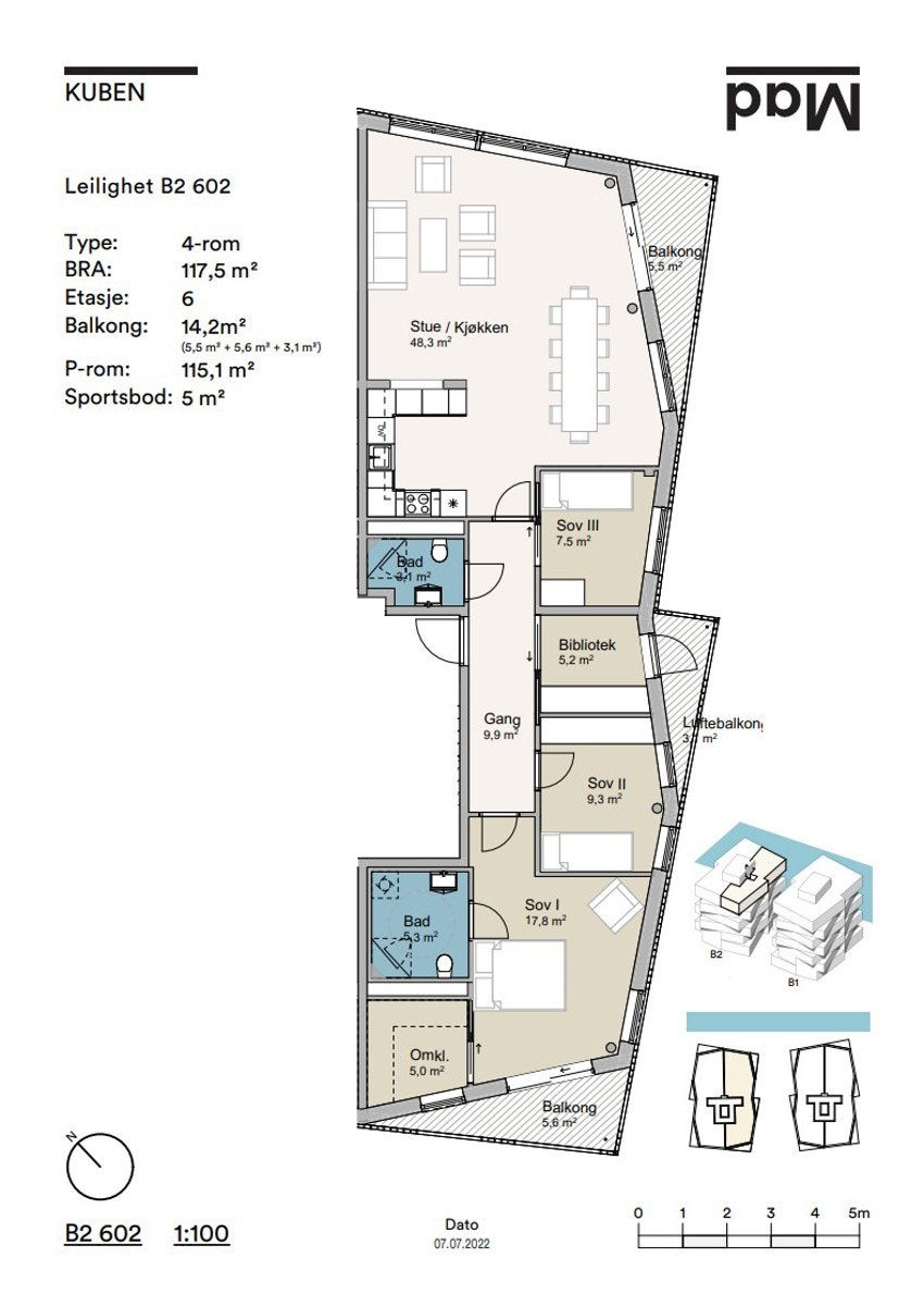 Plantegning for leilighet B2-602 Galleribilde