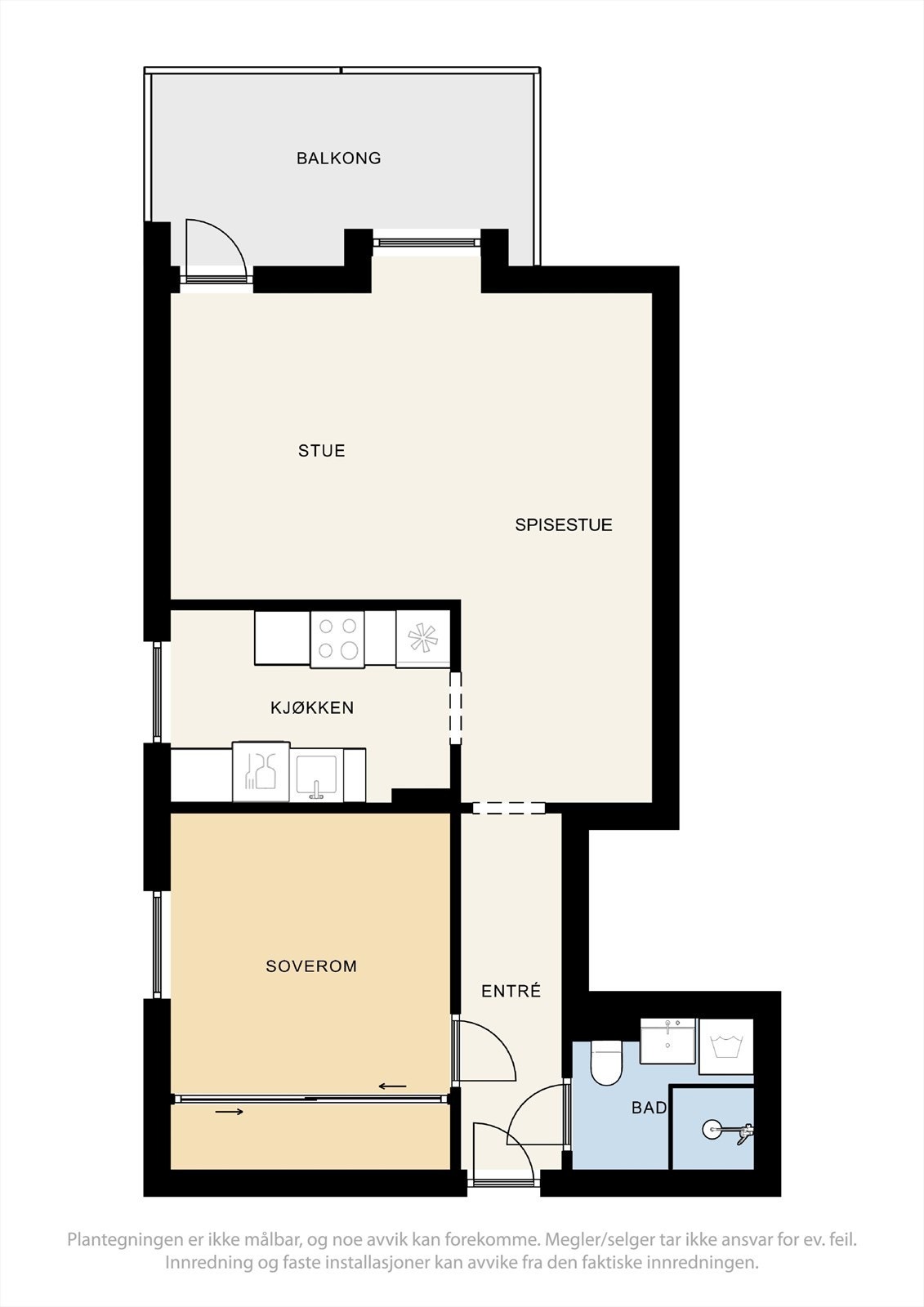 Plantegning - Leiligheten ligger praktisk til i byggets 2.etasje. Galleribilde