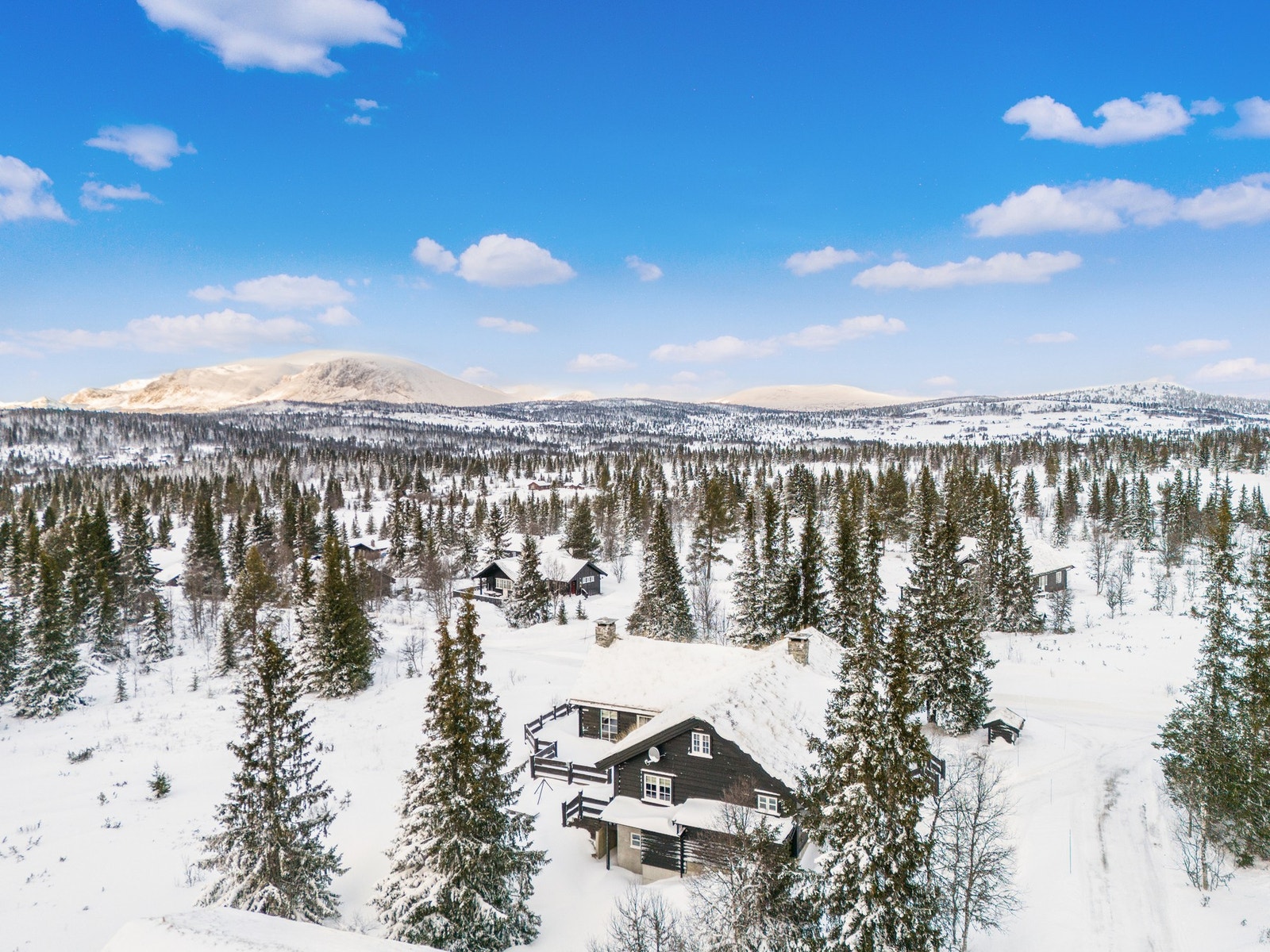 Fra hytteveggen er det direkte adkomst til fjelleventyret året rundt! På vinterstid kan du nyte snødekte vidder og stillheten i høyfjellet. Galleribilde