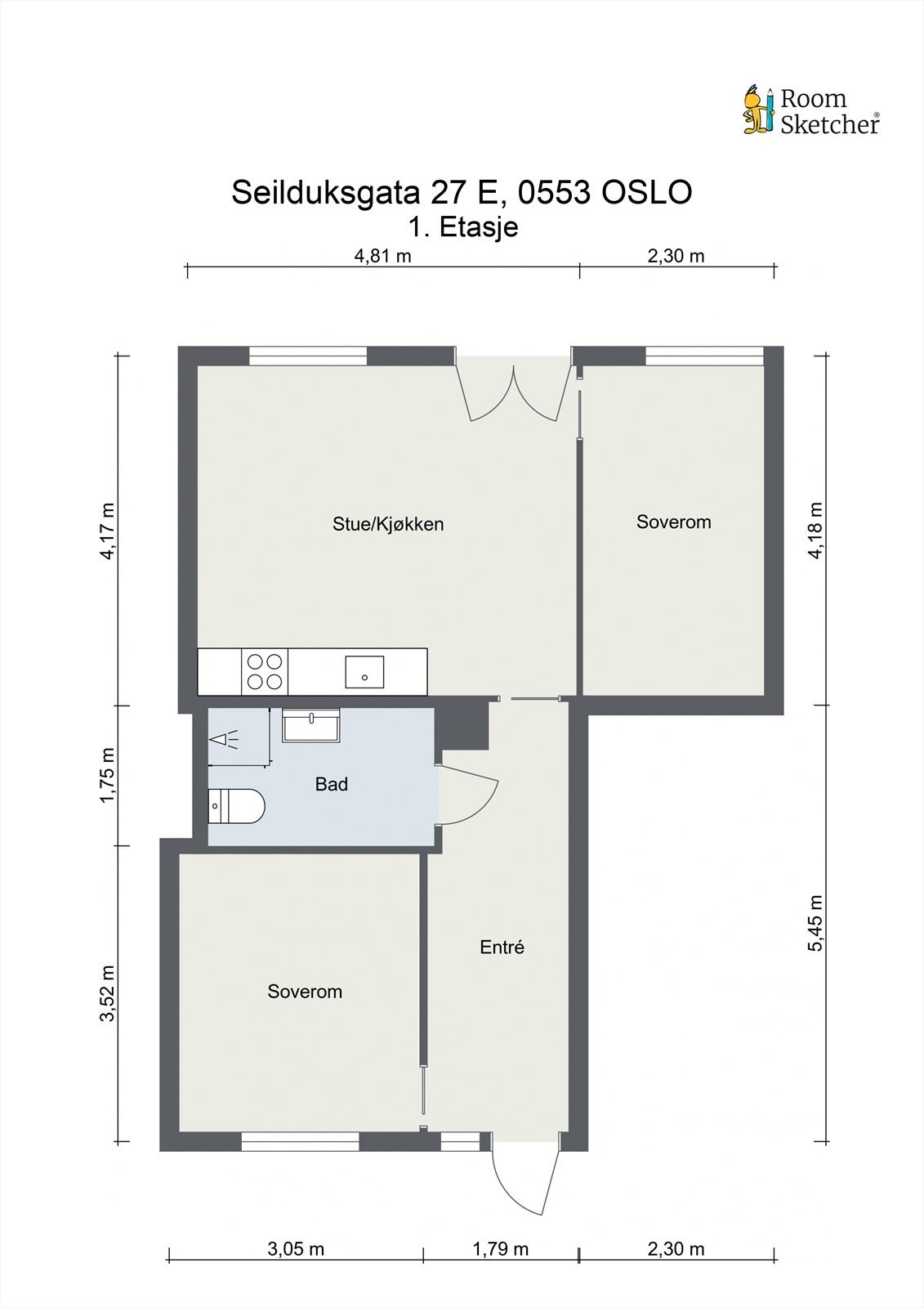 Plantegning med mål Galleribilde