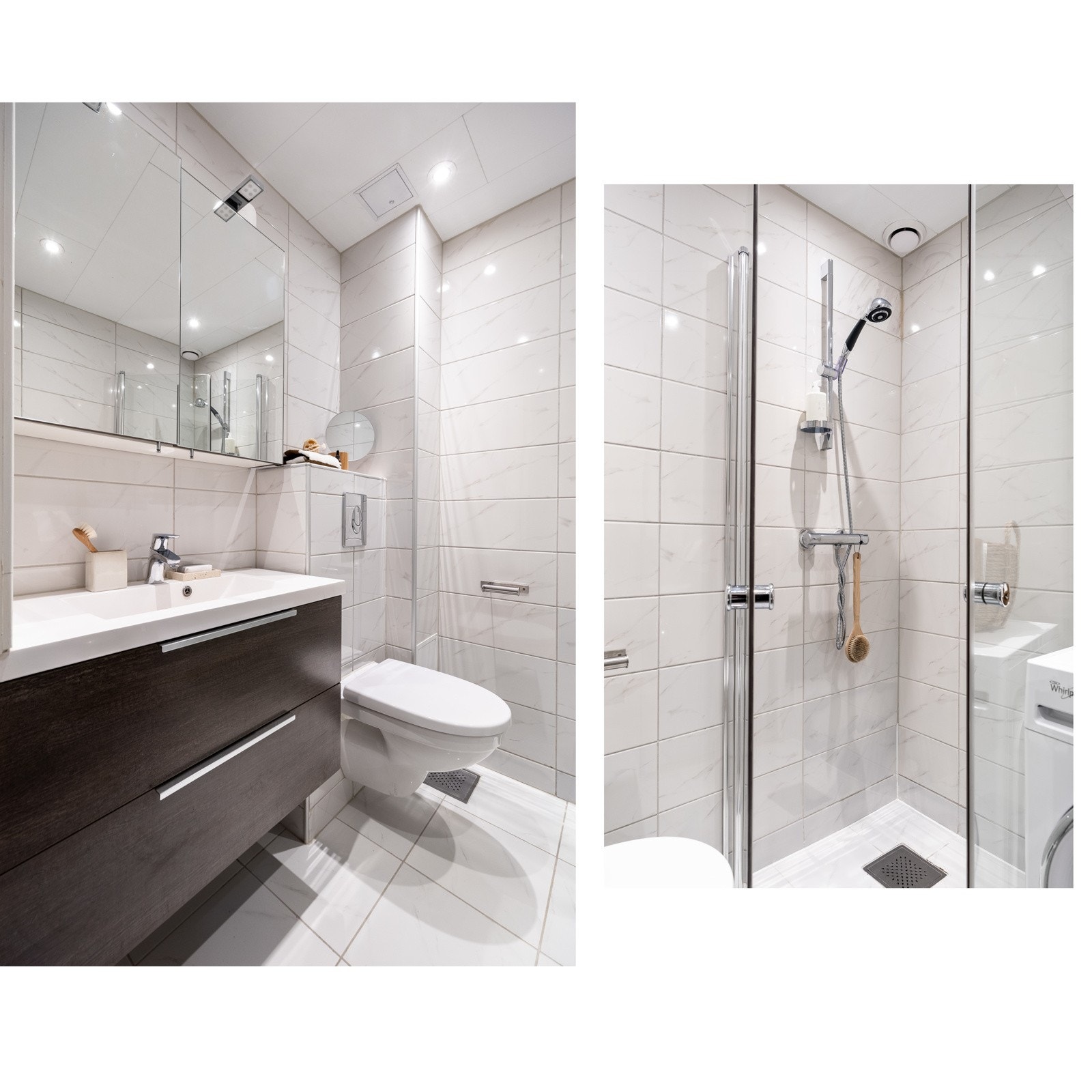 Badet har opplegg for vaskemaskin. Galleribilde
