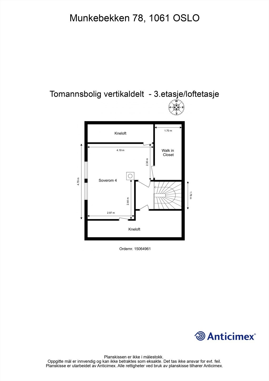 Plantegning 3.etasje loftetasje Galleribilde
