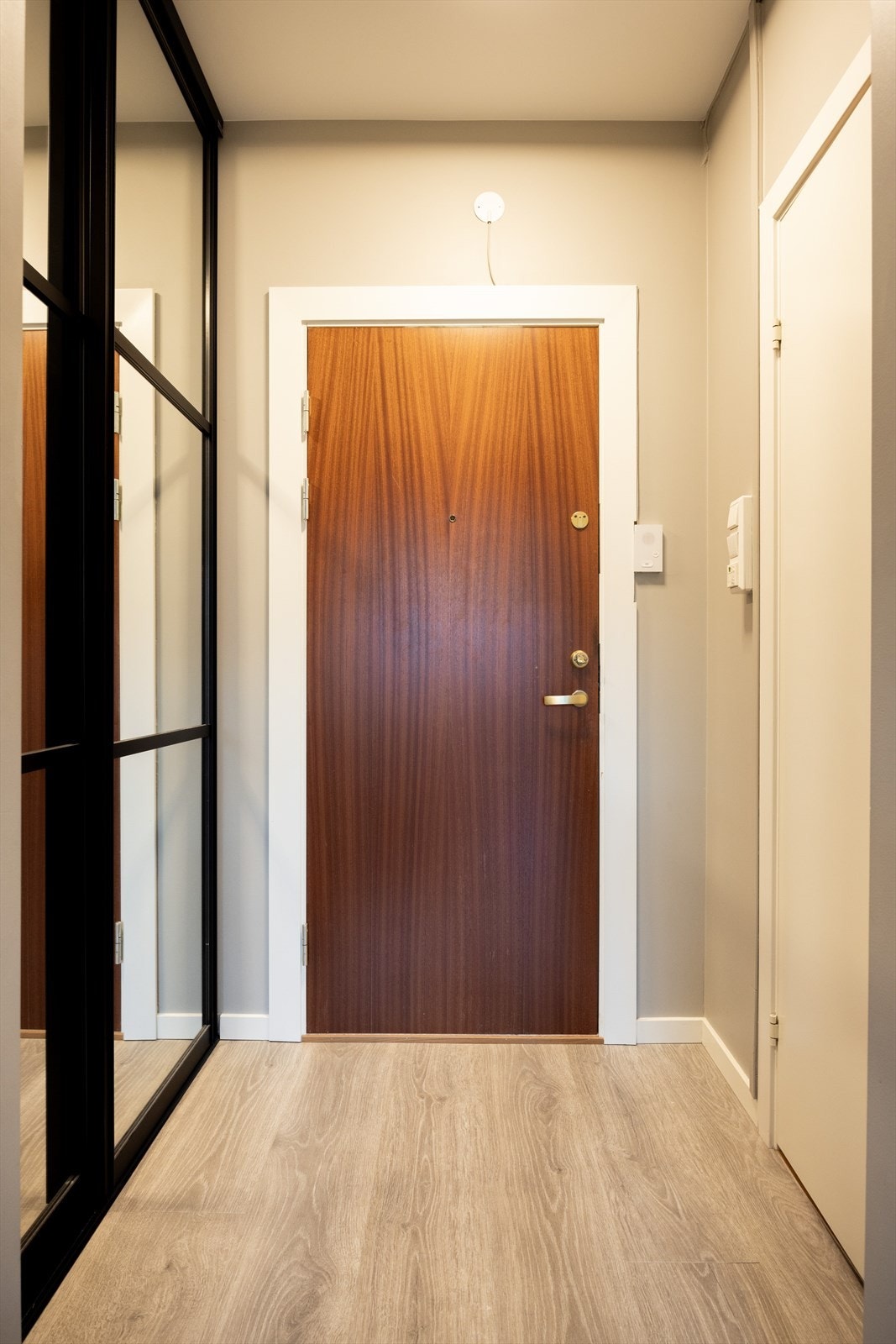 Inngangsdør med B-30/35db brann- og lydklassifisering. Galleribilde