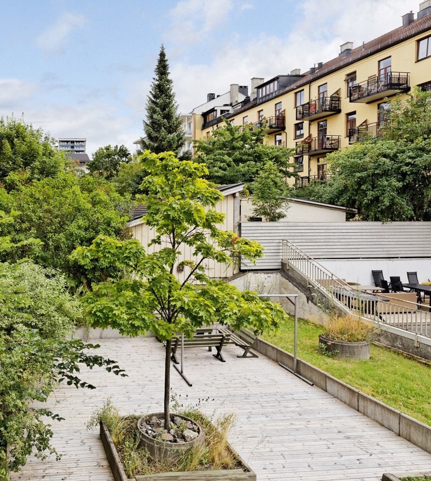 Sommerbilde fra gårdsrom. Galleribilde