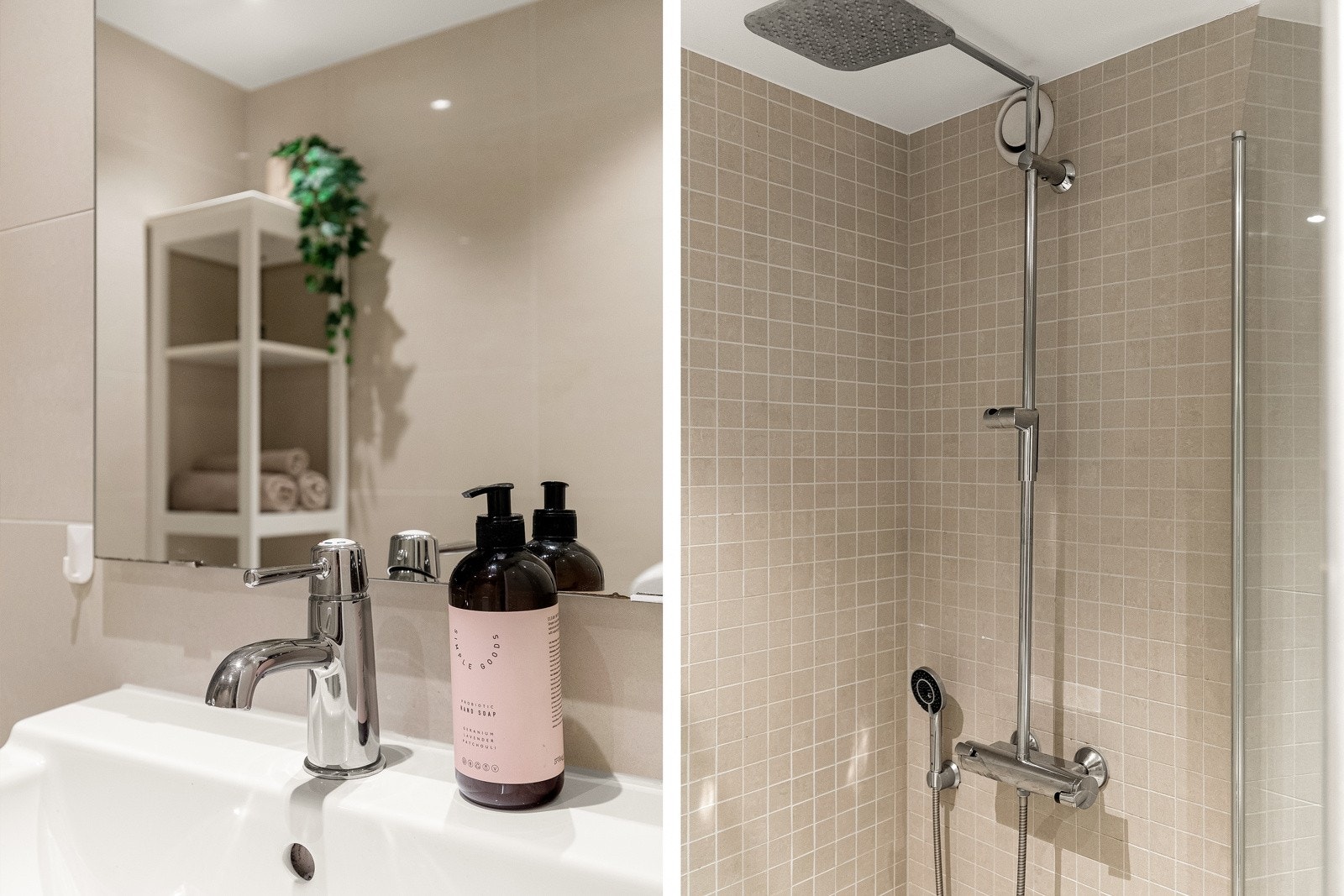 Delikat dusj med både regnfalldusj og håndholdtdusj. Galleribilde