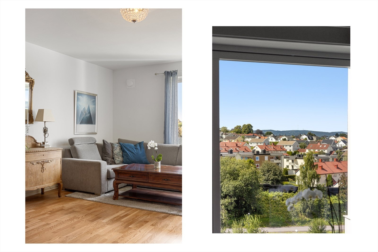 Flott utsikt mot nærområdet fra stuevinduene. Galleribilde